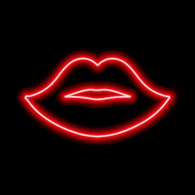 neon red lips